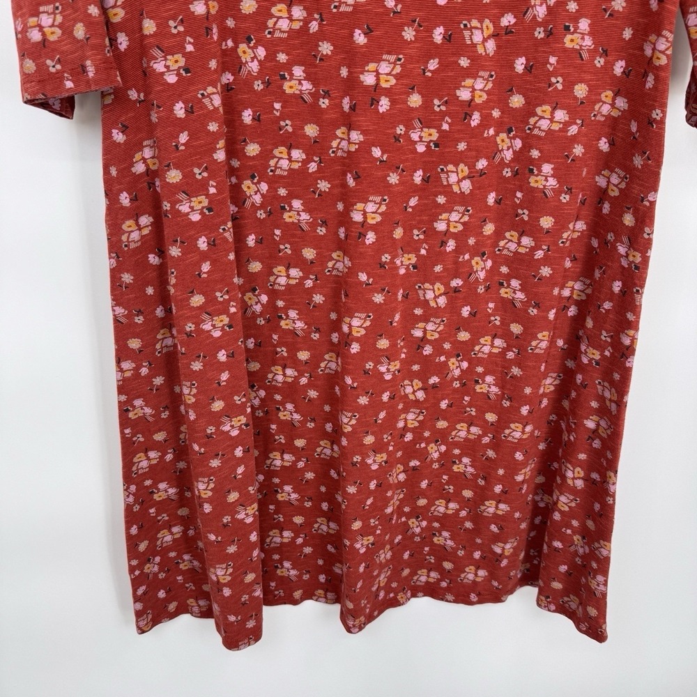Toad&Co Dress Women Large Orange Floral Print Tencel Organic Cotton Zip Pocke - Picture 12 of 16